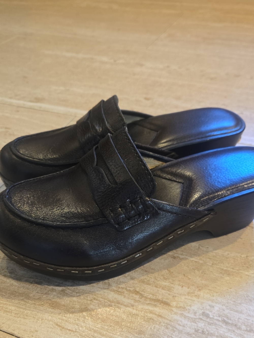 MICHAEL Michael Kors Black Leather Slip-On Clog Mules